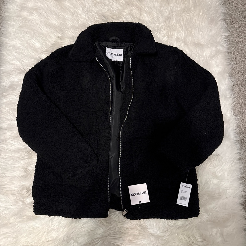 Steve Madden Black Sherpa Jacket Size L